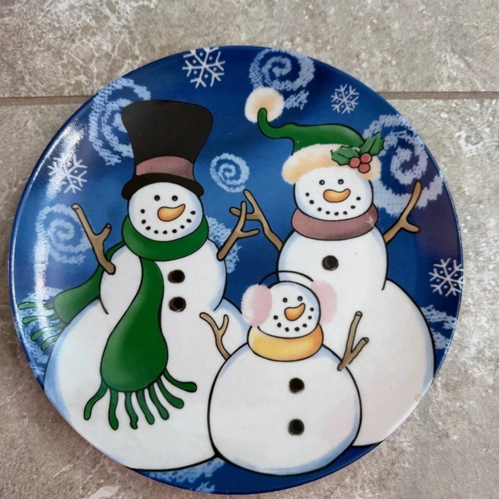 Snowmen Winter Ceramic Plates